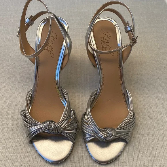 Jewel Badgley Mischka Christen Metallic Knotted Block
Heel Sandal - Picture 2 of 14